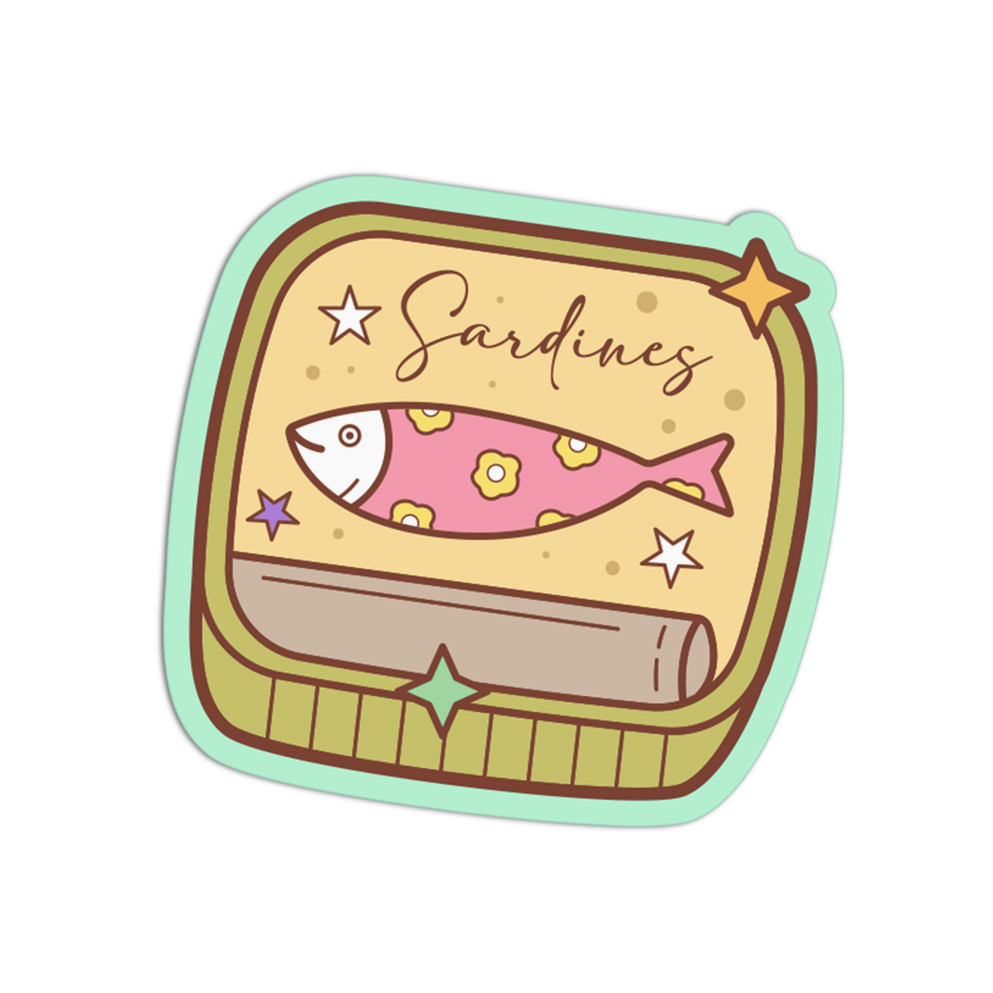 Vintage Script Sardines Sticker