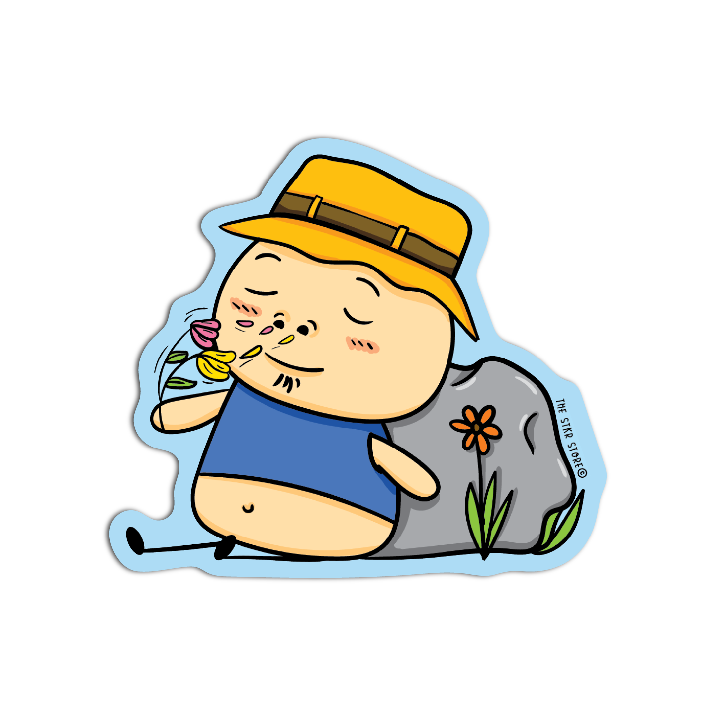 Sean smelling Flowers Sean Potato in Spring Season Sticker