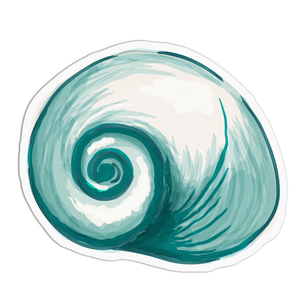 Aqua Swirl Sea Shells Sticker