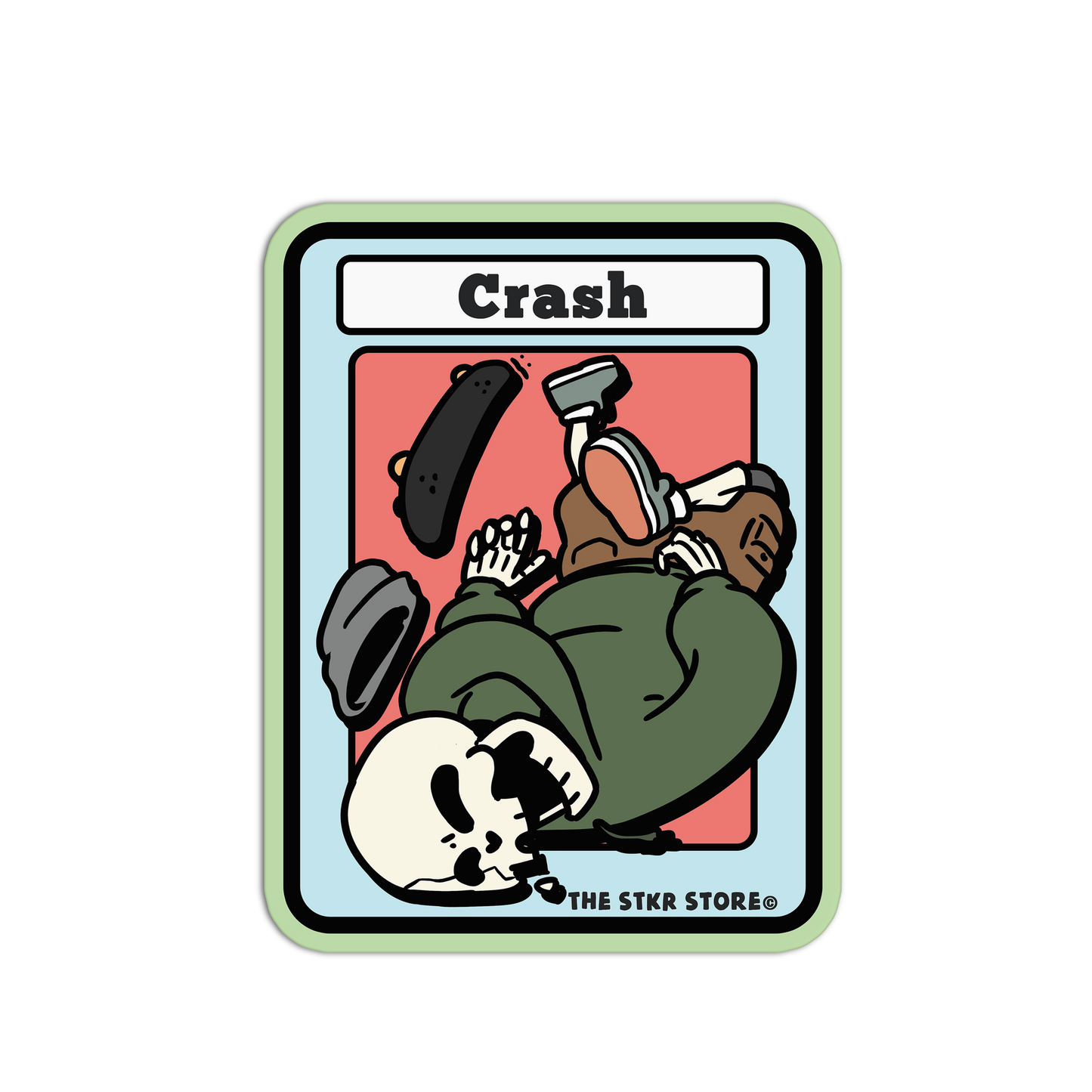 Crash - Skateboarding Skull Sticker - The Stkr Store