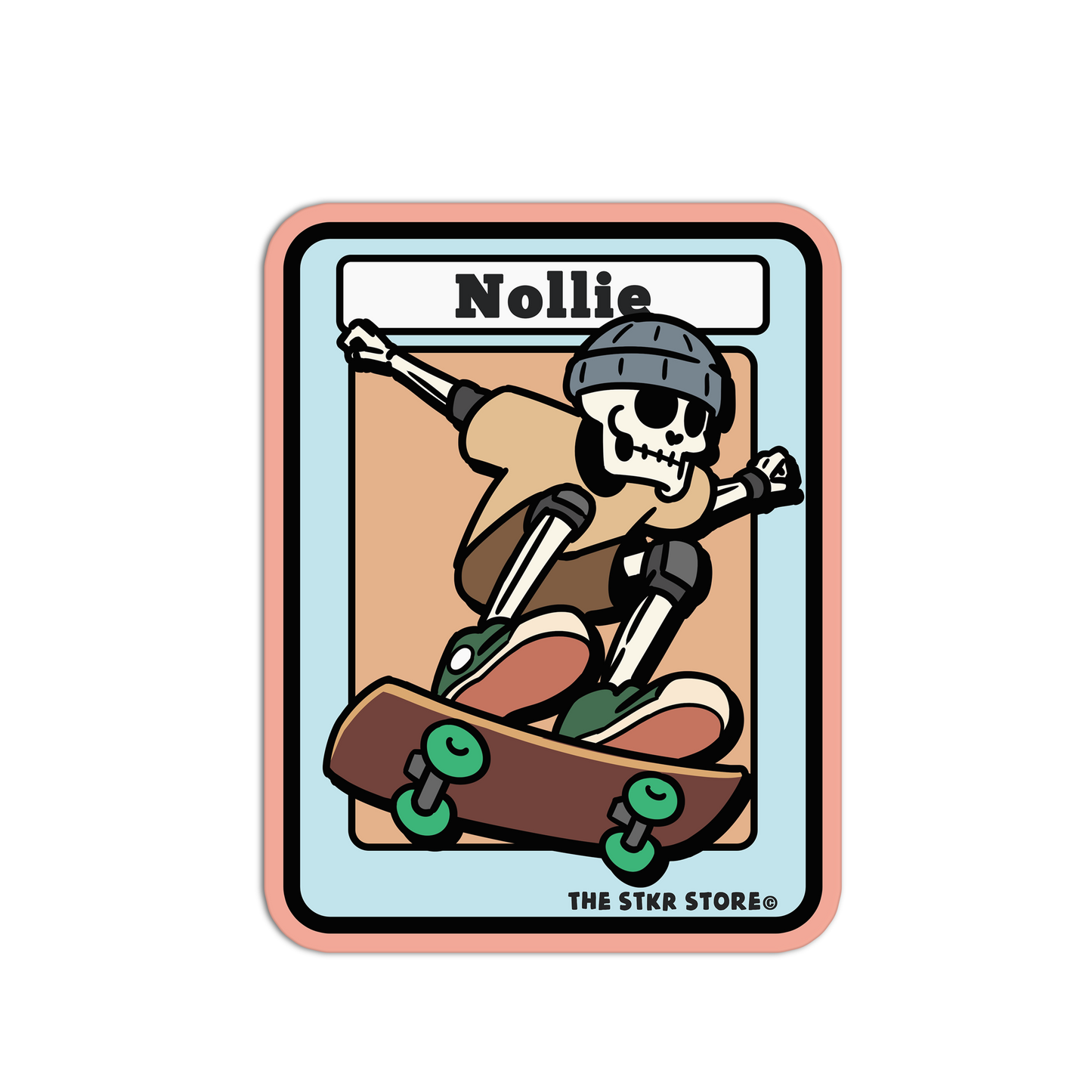 Nollie - Skateboarding Skull Sticker - The Stkr Store