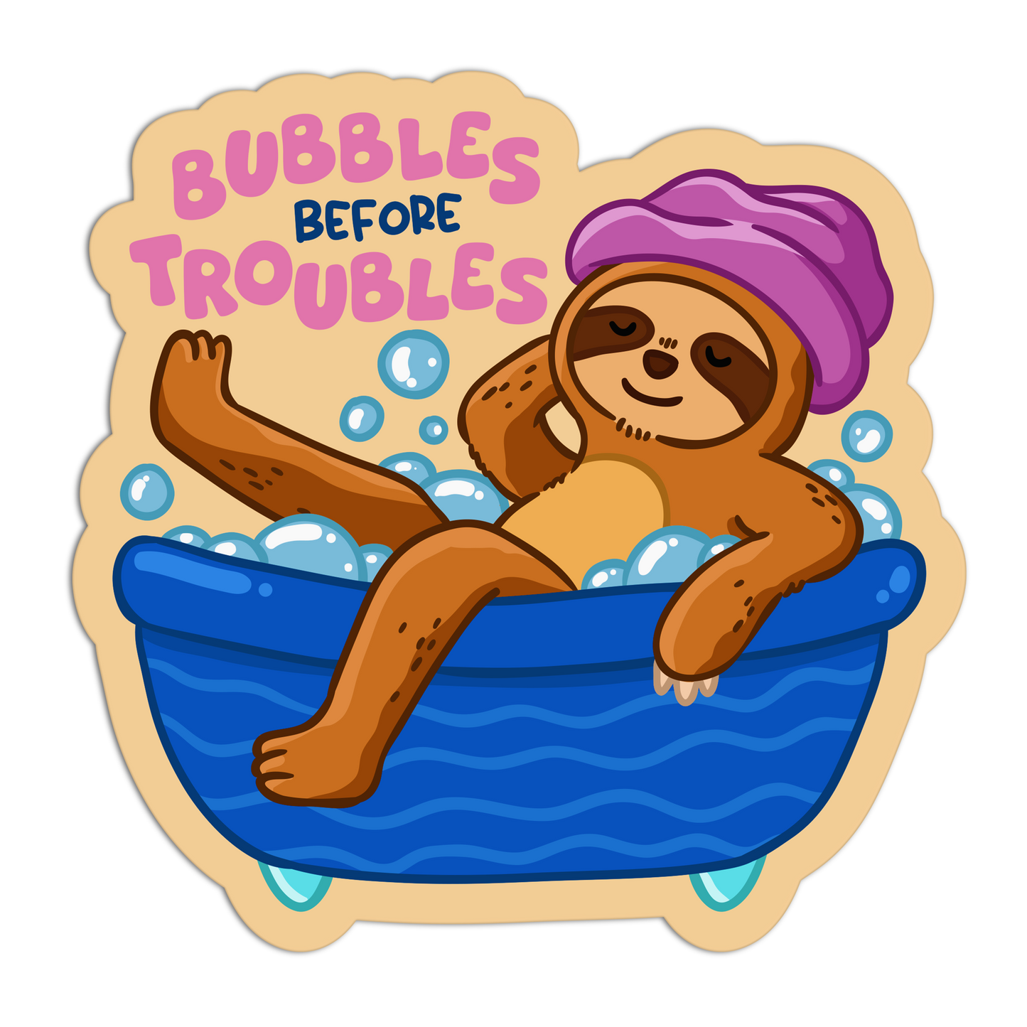 Bubbles Before Troubles Sloth Stickers