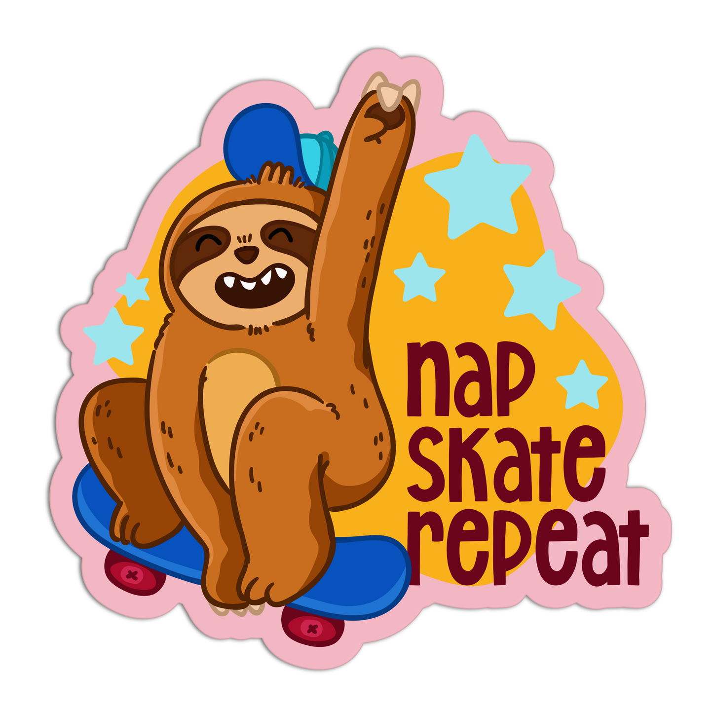 Nap Skate Repeat Sloth Stickers