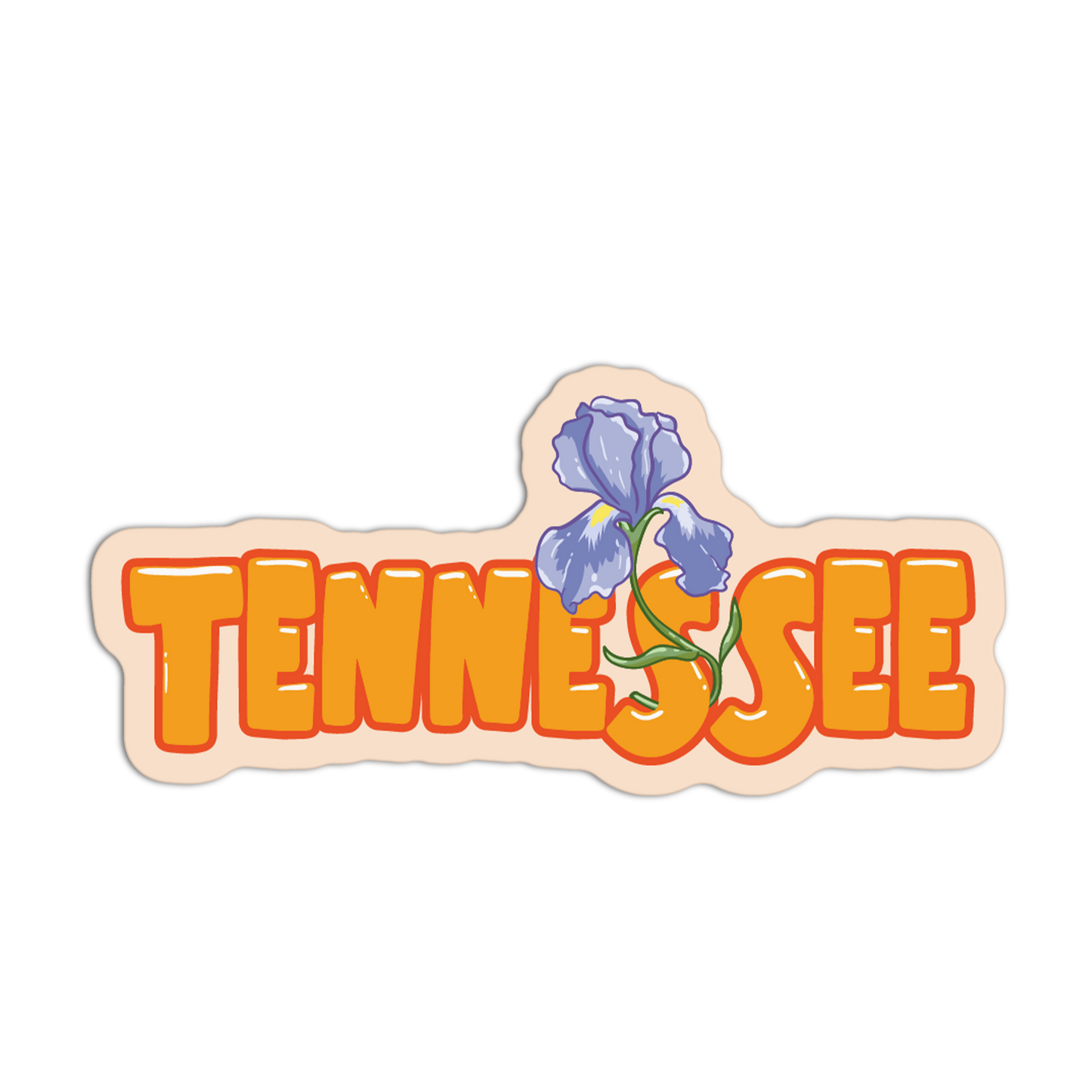 Sticker with 'TENNESSEE' text and a purple flower on a white background