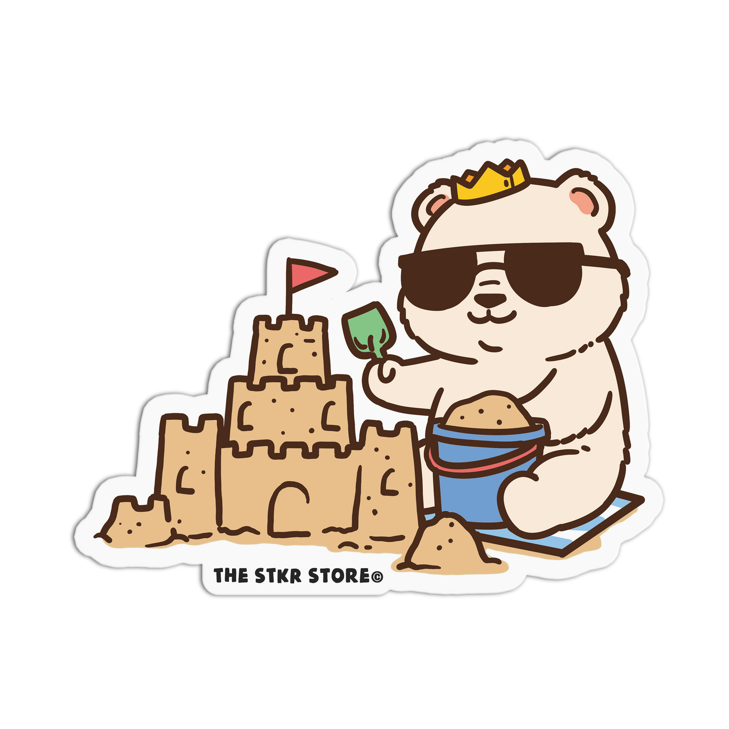 Sandcastle King - Summer Bear Sticker - The Stkr Store