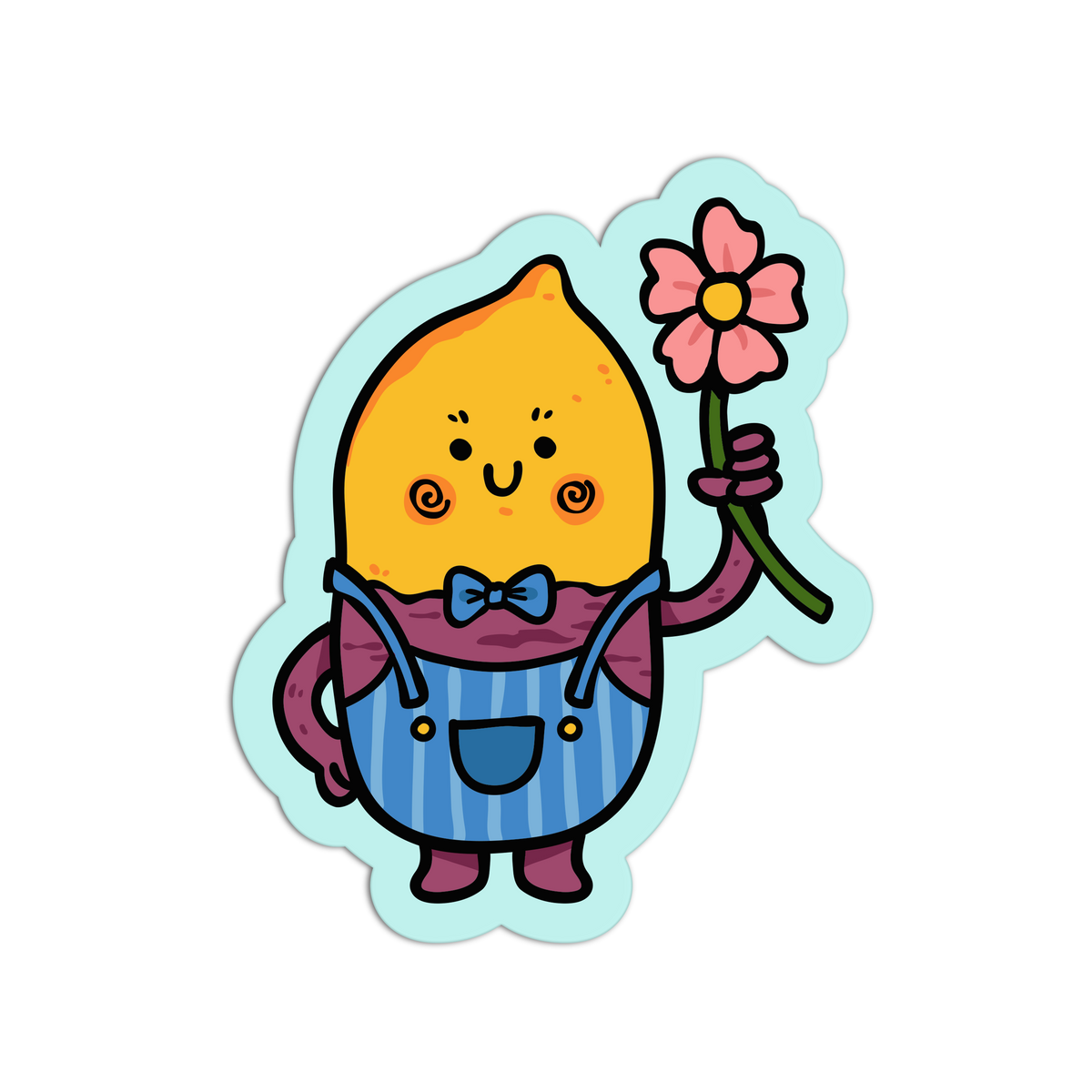 Holding Flower Overalls - Sweet Potato Sticker