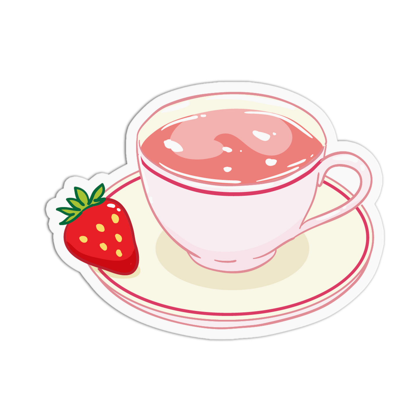 Strawberry Saucer Teacup Sticker