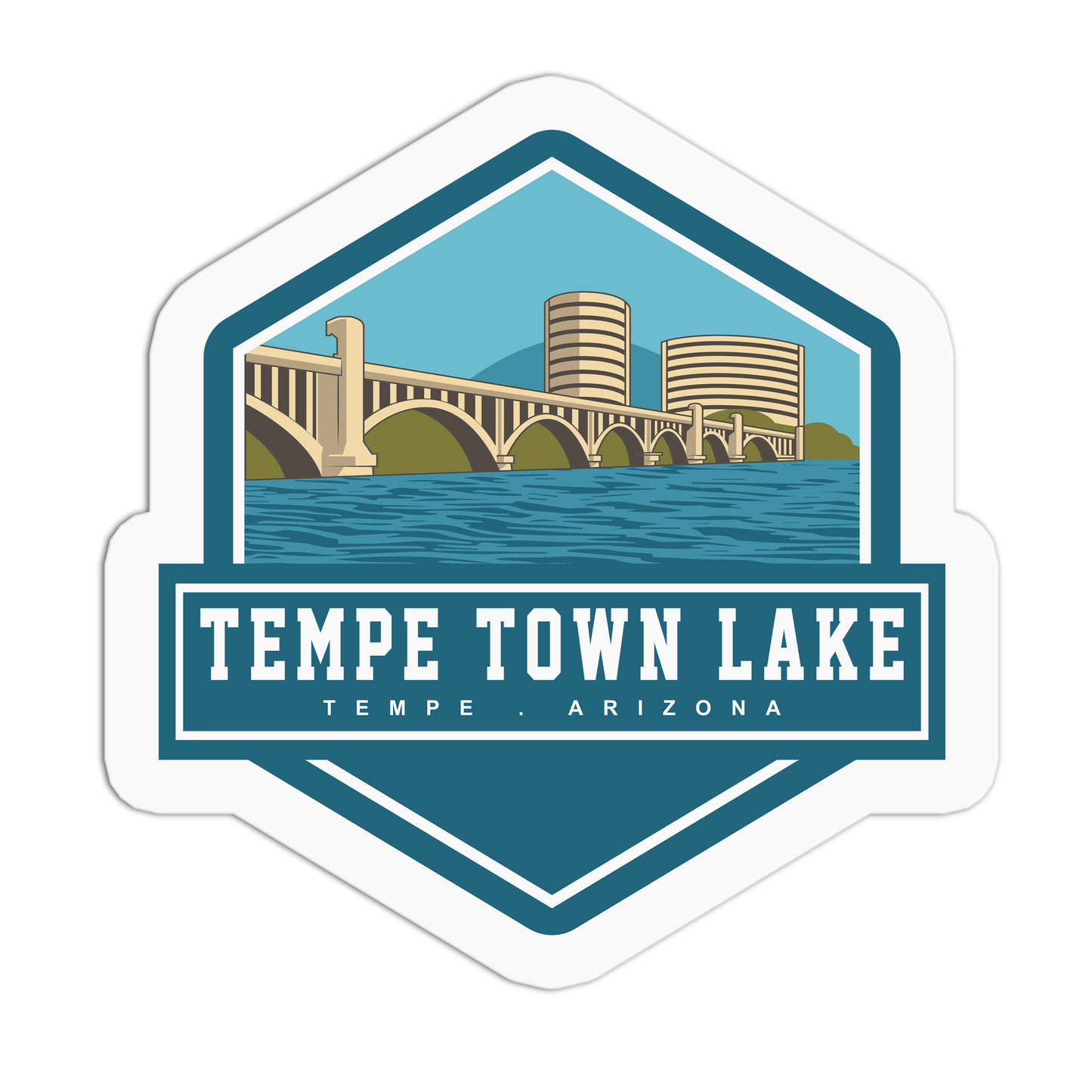 Town Lake - Travel Series Tempe Sticker - The Stkr Store