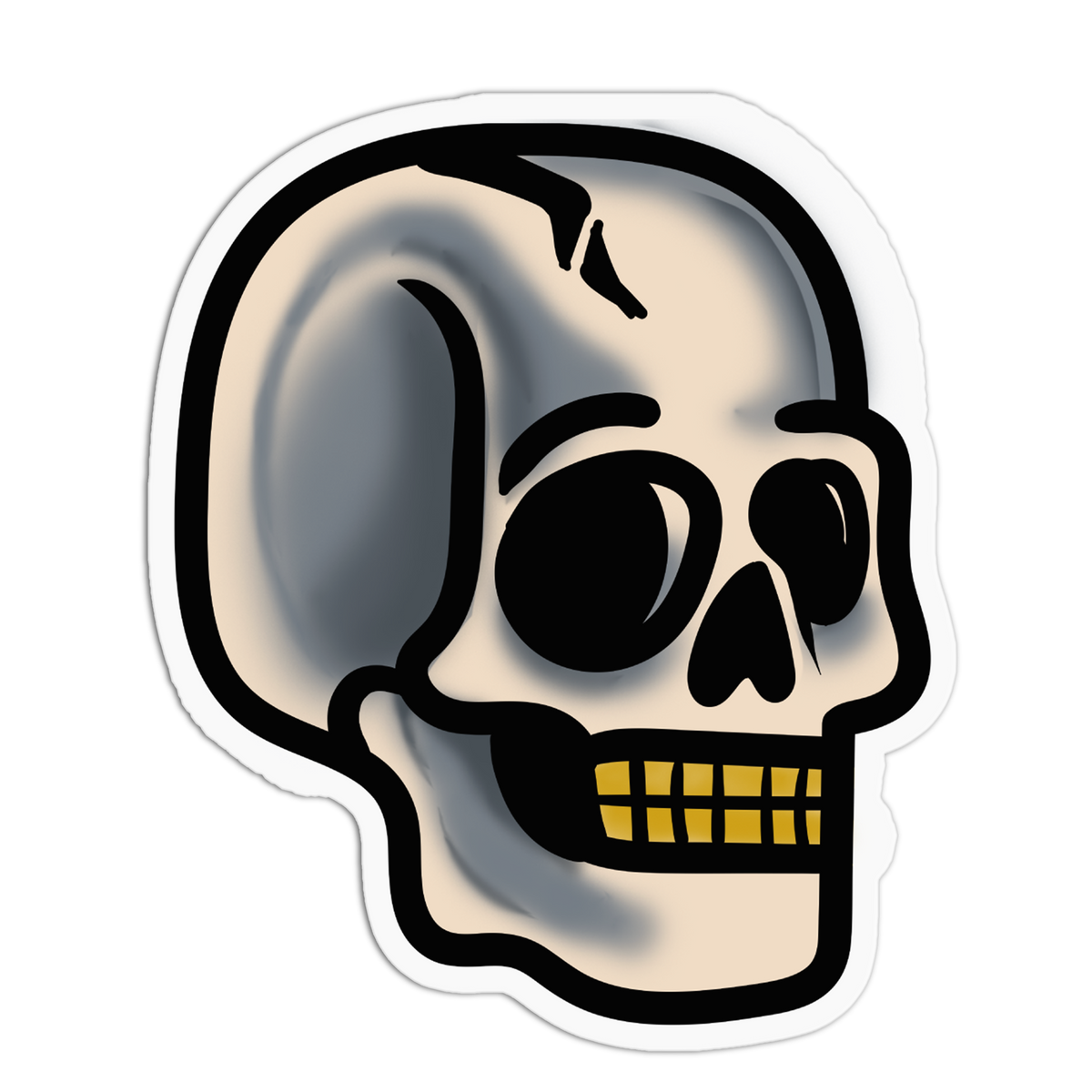 Gold Tooth Skull - Traditional Tattoo Sticker