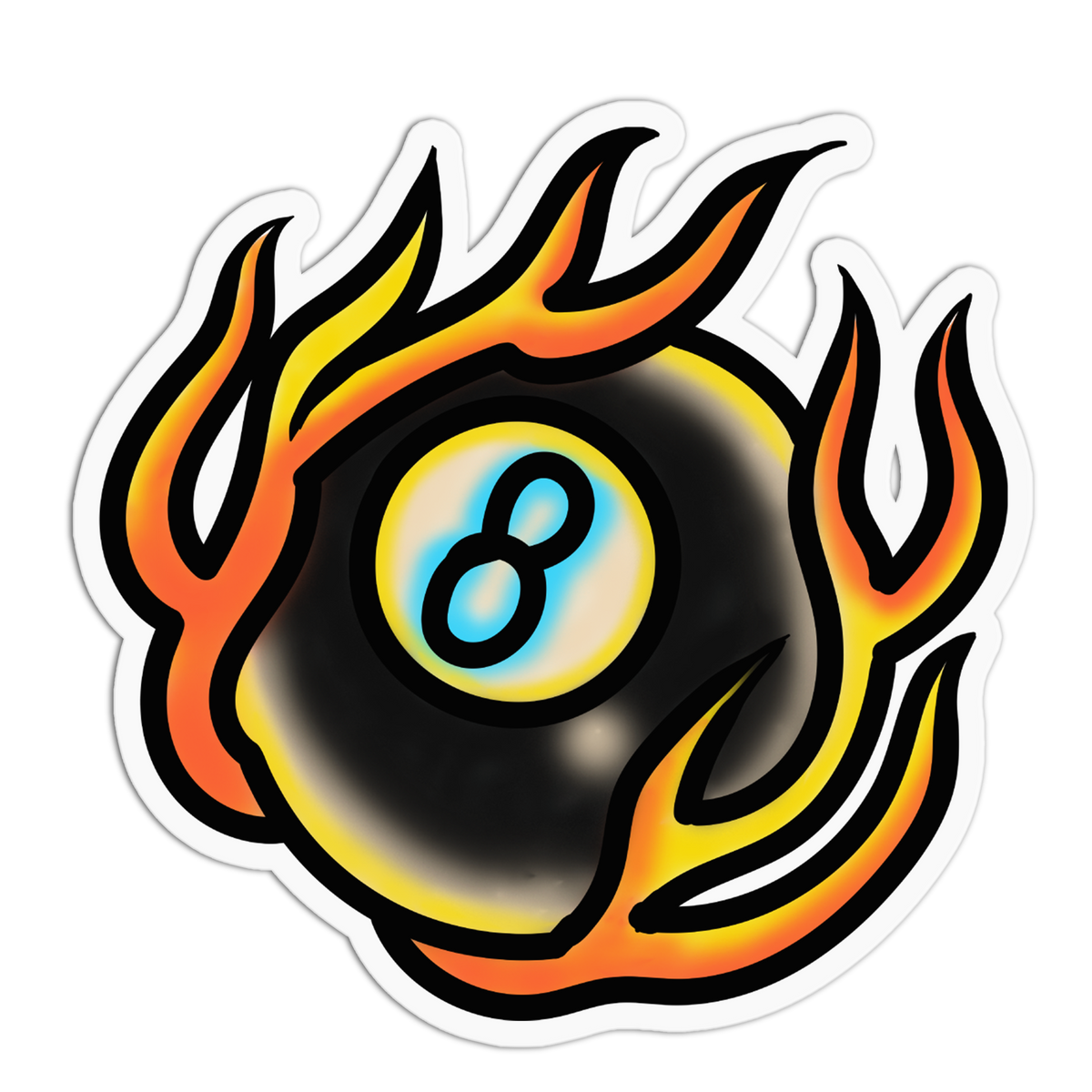 Flaming Eight - Traditional Tattoo Sticker