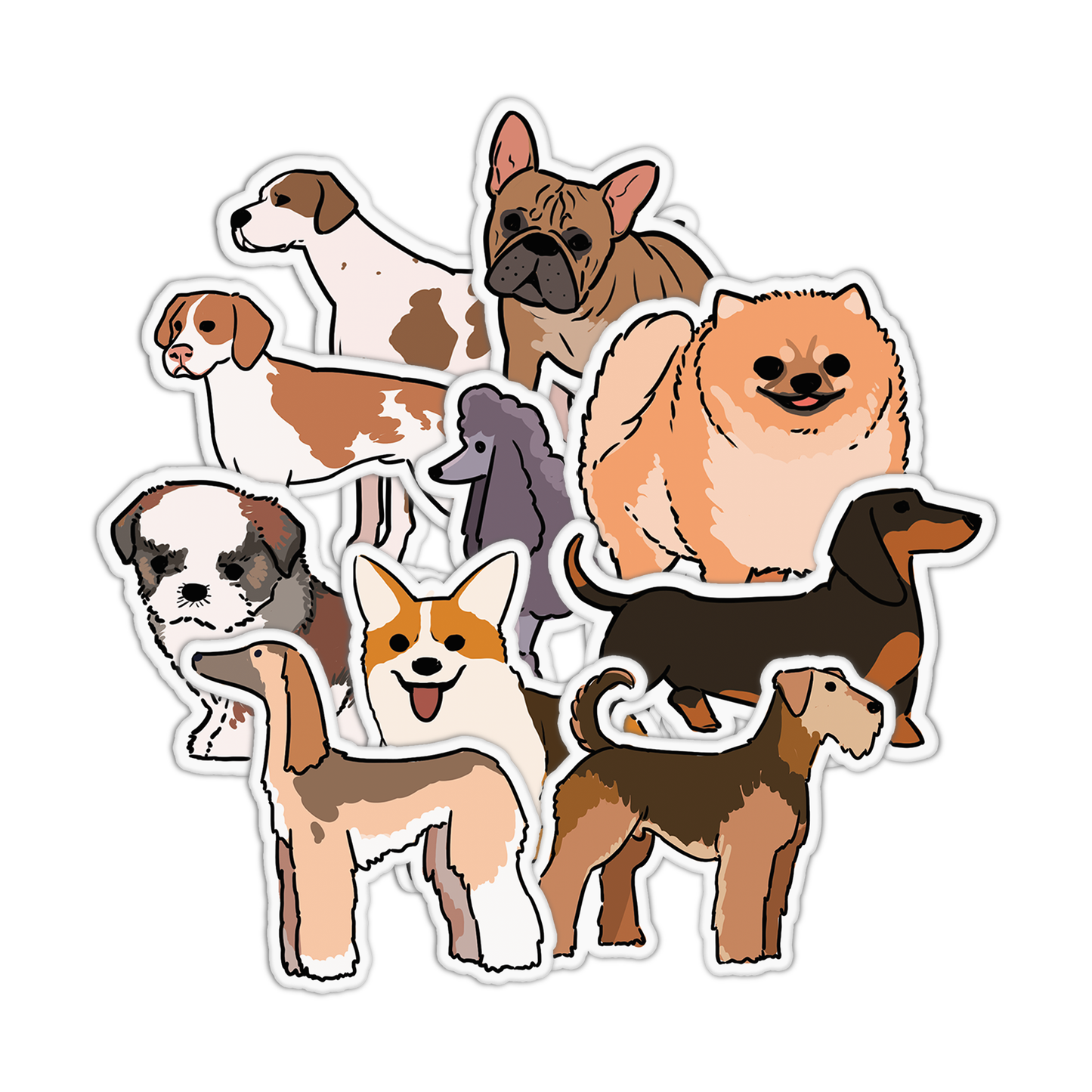 Dogs White 3 Stickers