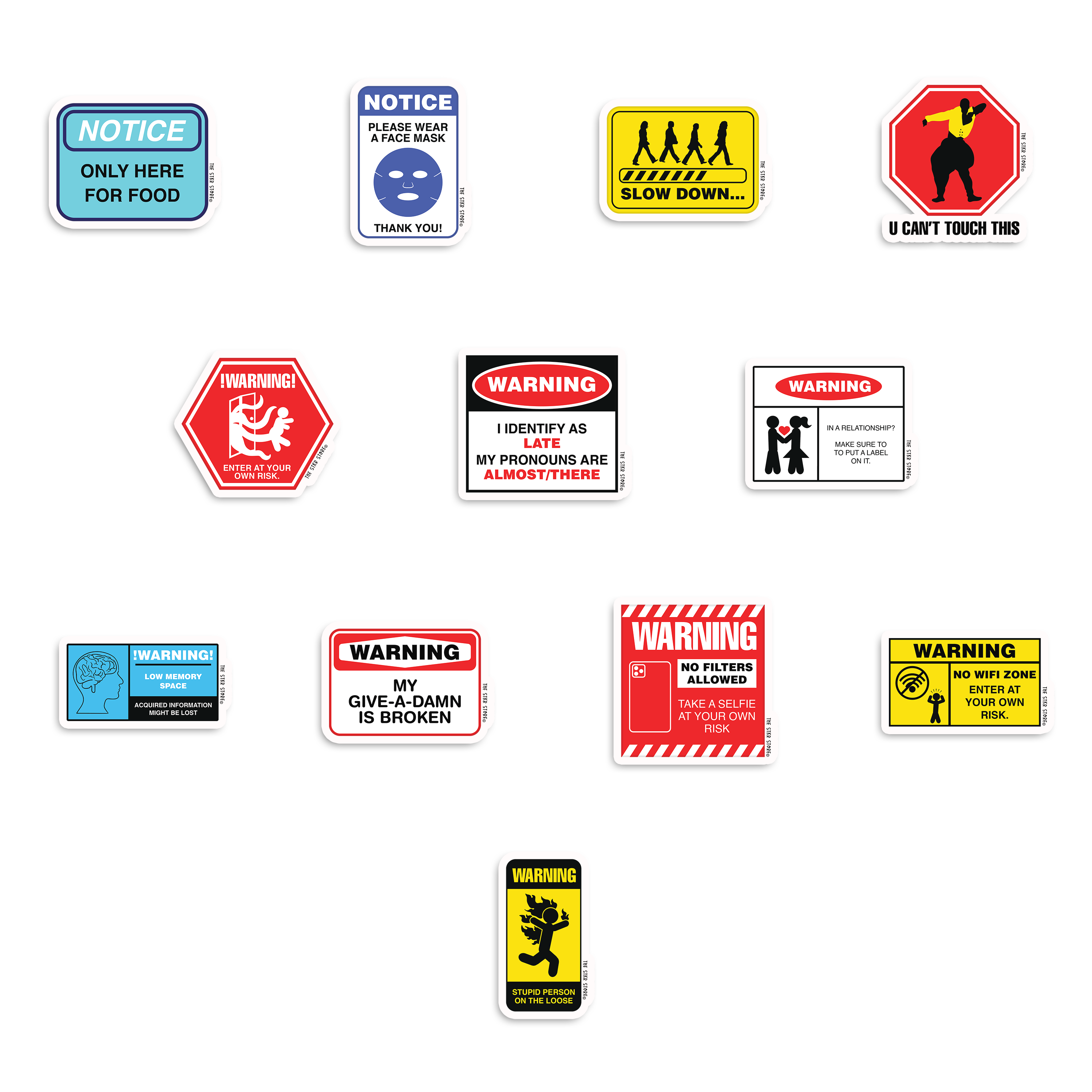 Funny Warning Labels Collection Stickers – The Stkr Store