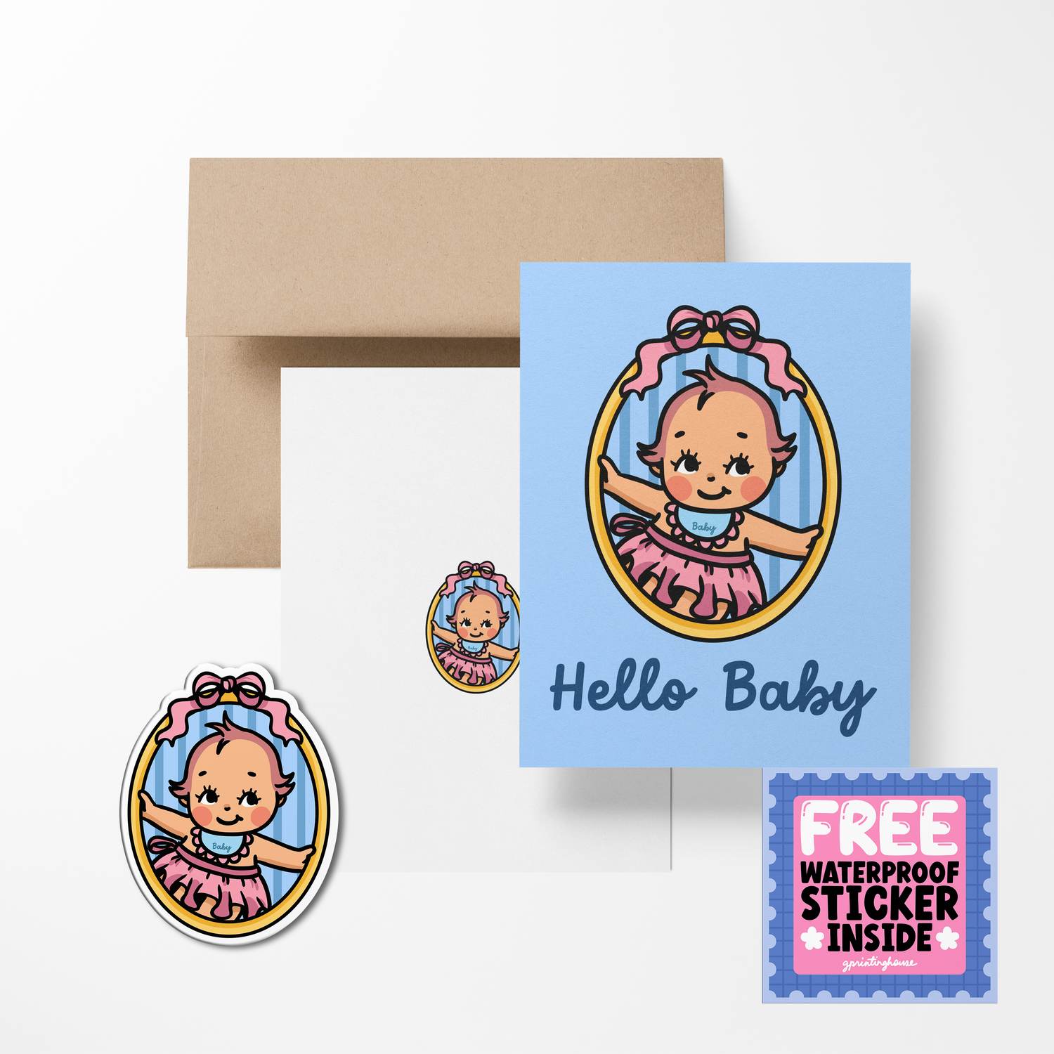 Retro Babies Greeting Cards