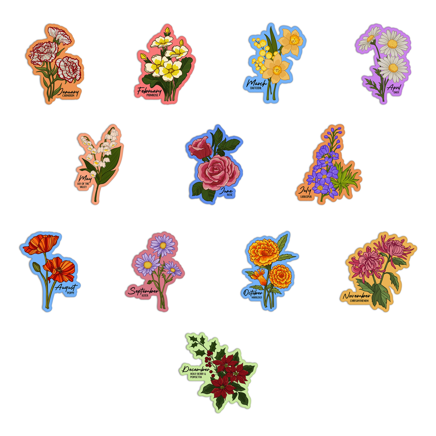 Birth Flowers Collection Stickers