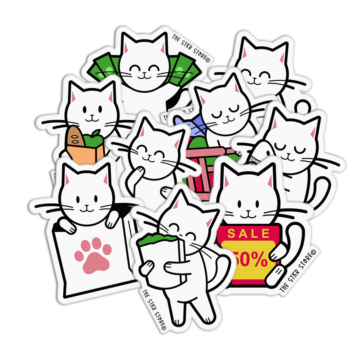 Cat Grocery Stickers