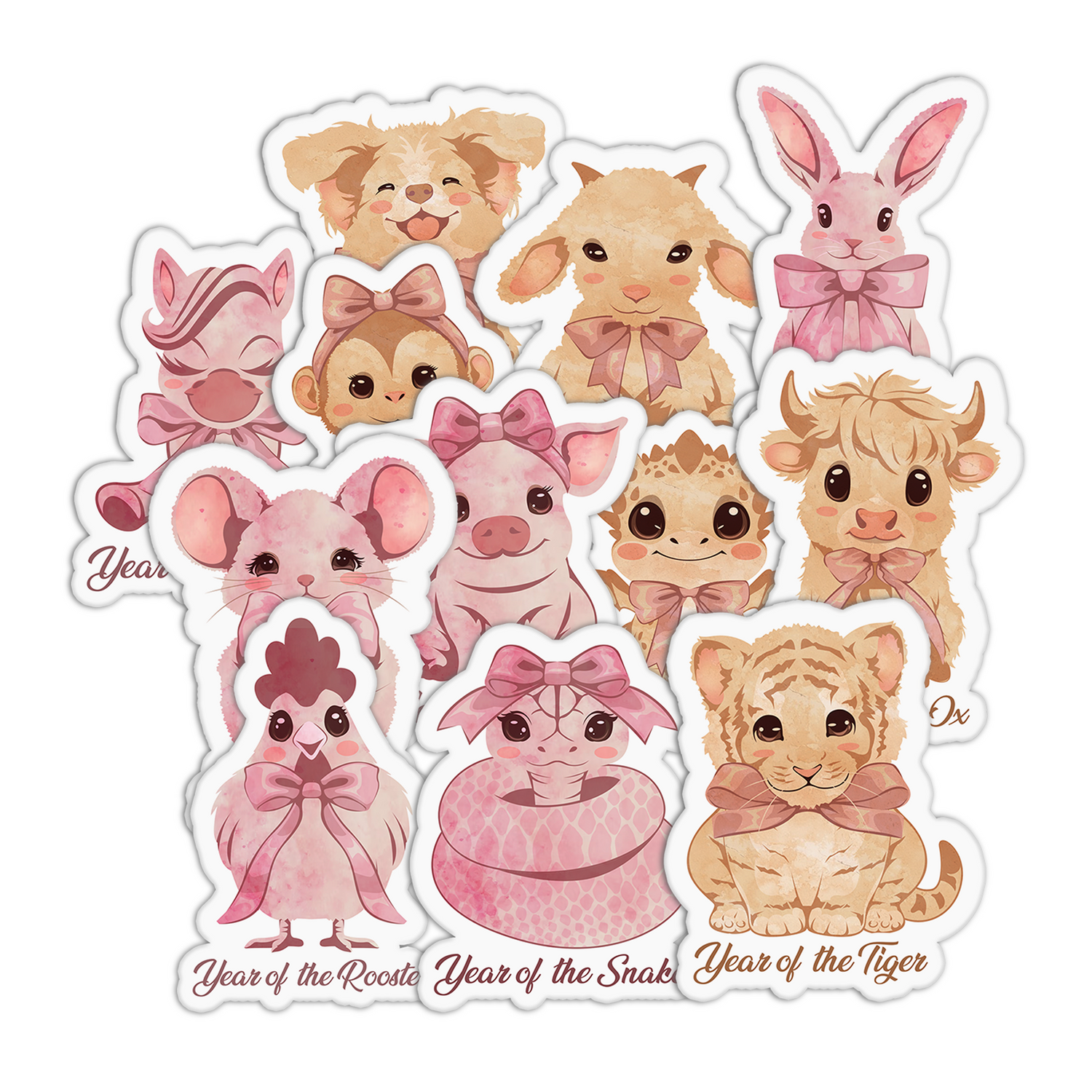 Coquette Chinese Zodiac Stickers