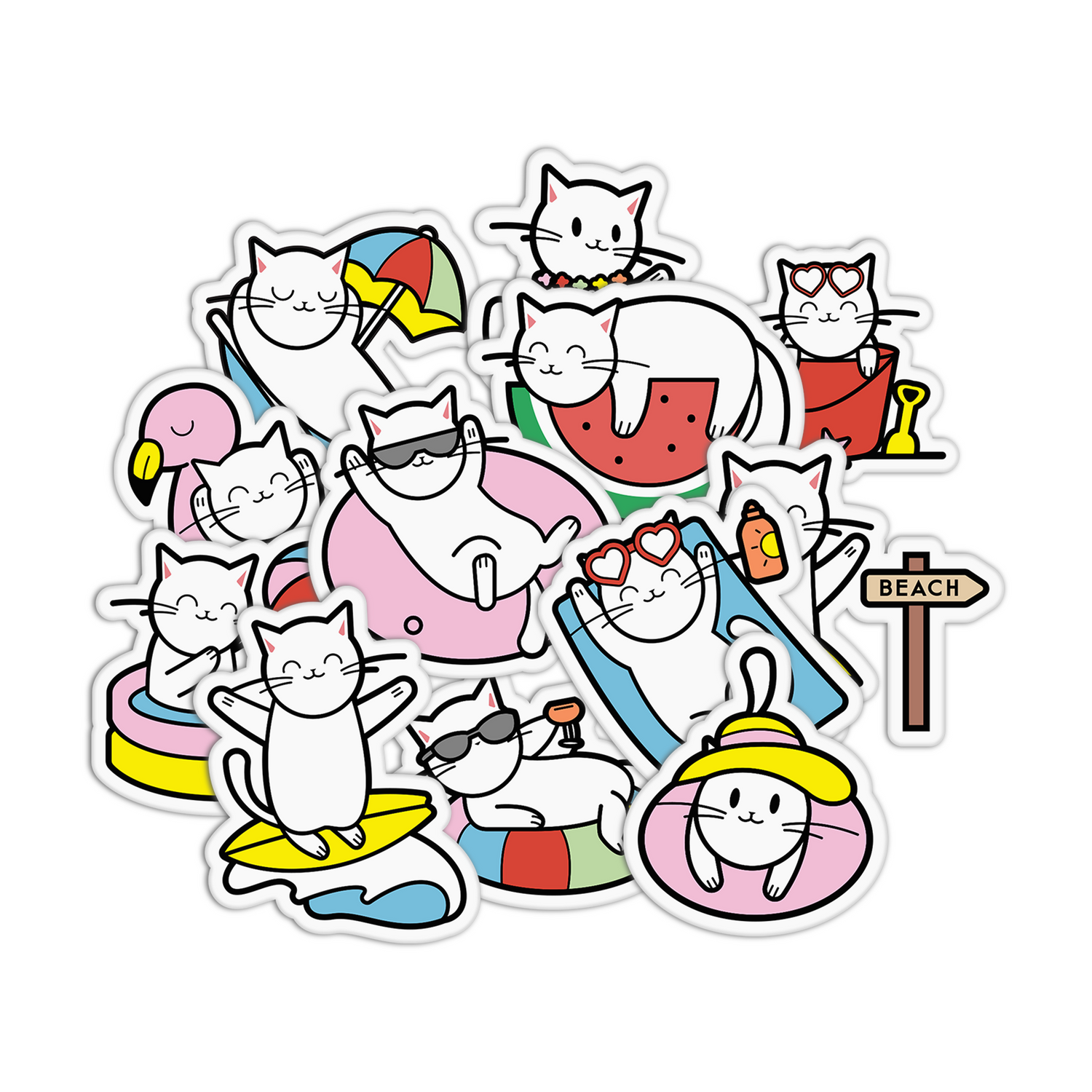 Cat Summer Stickers