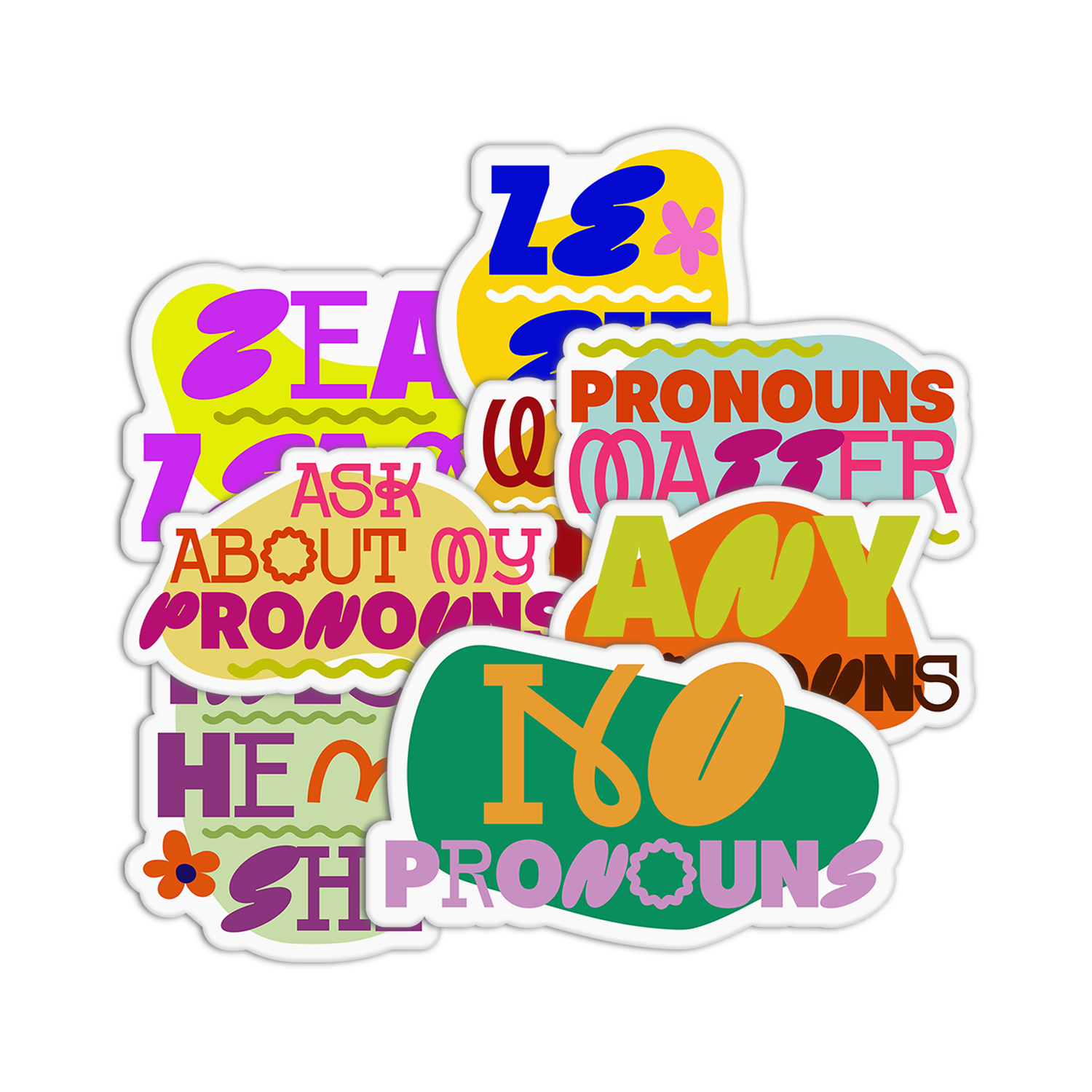 Pronoun Textured Stickers
