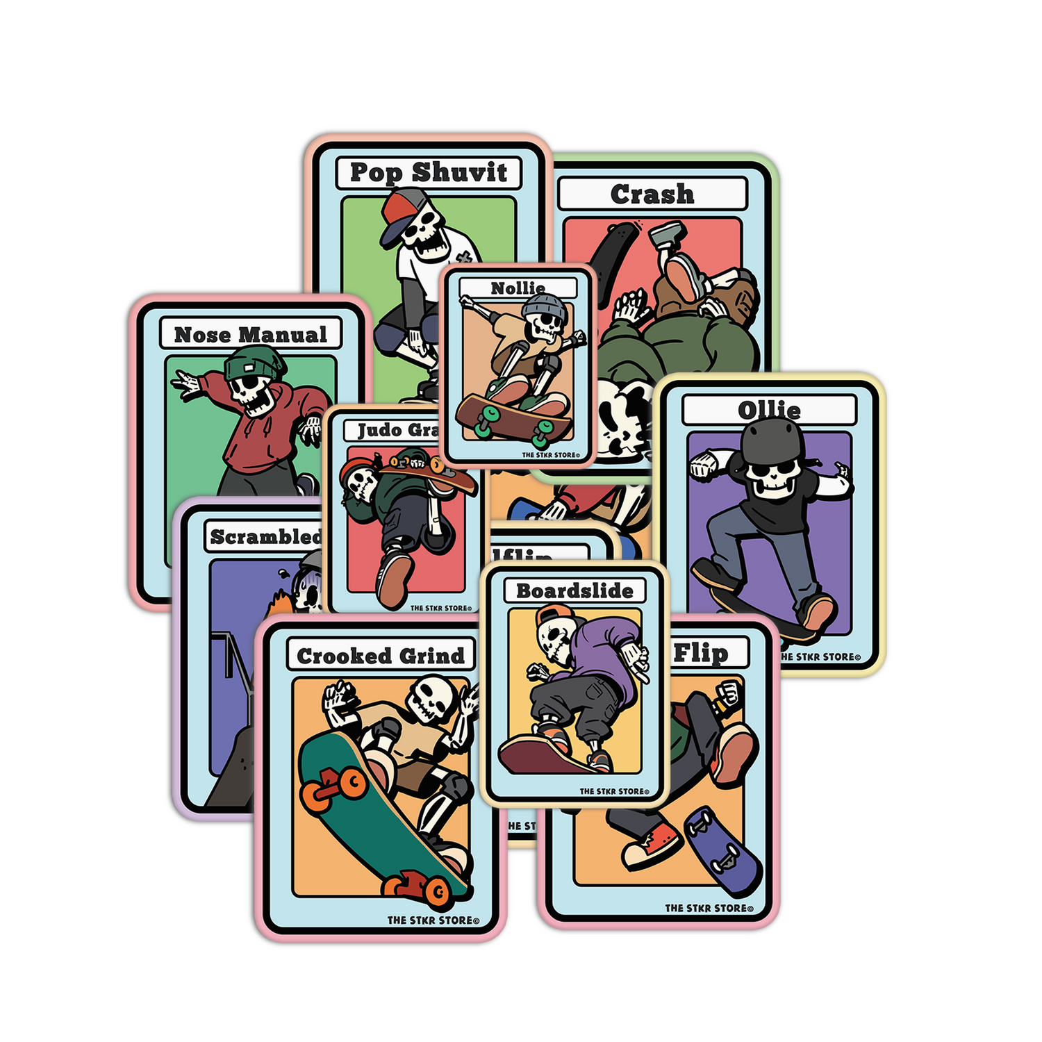 Skateboarding Skull Sticker