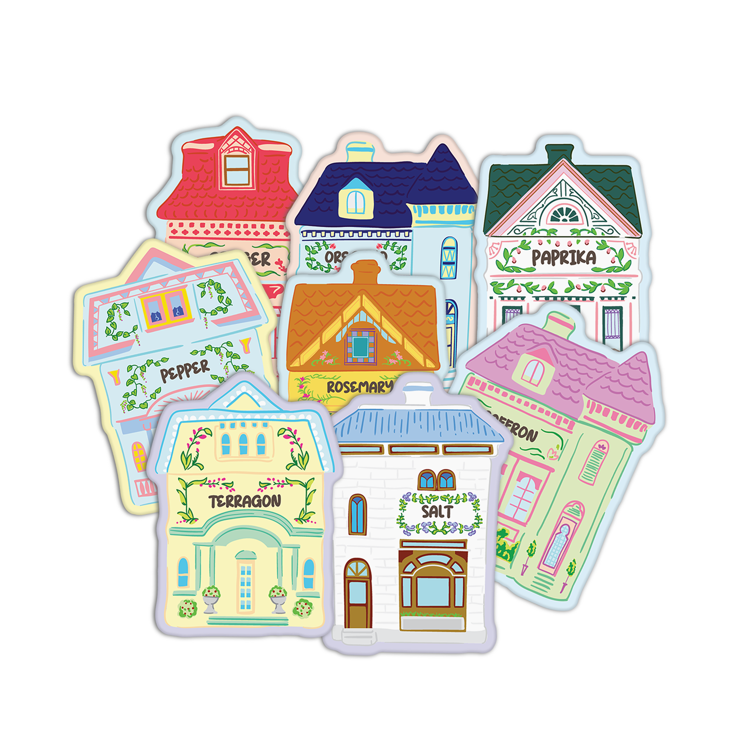 Spice Jar House Textured Stickers