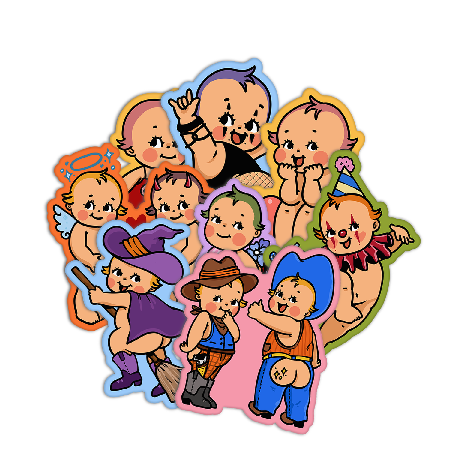 Retro Babies Vinyl Waterproof Stickers