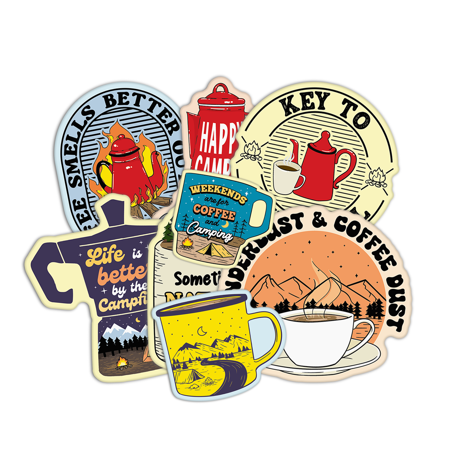 Coffee Camping Stickers