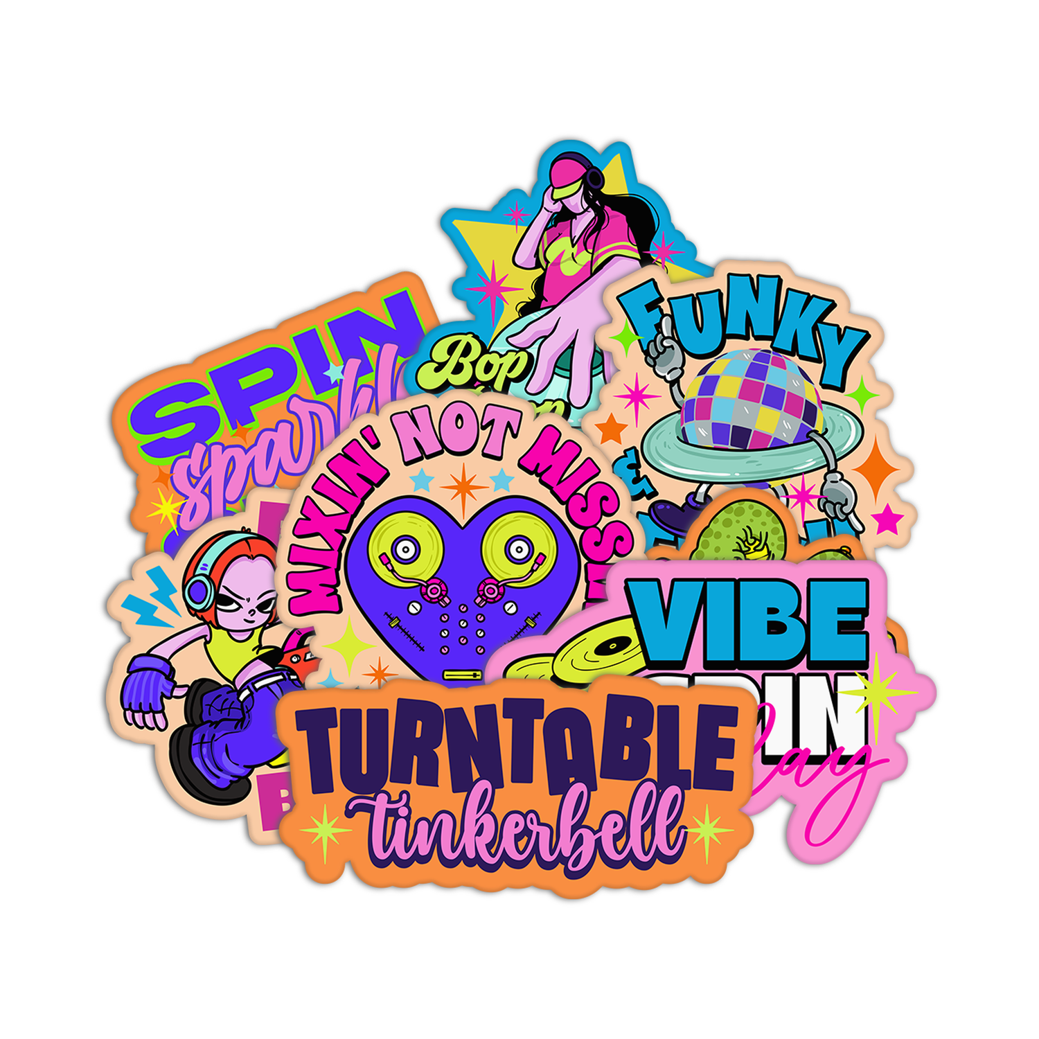 DJ Set Textured Stickers