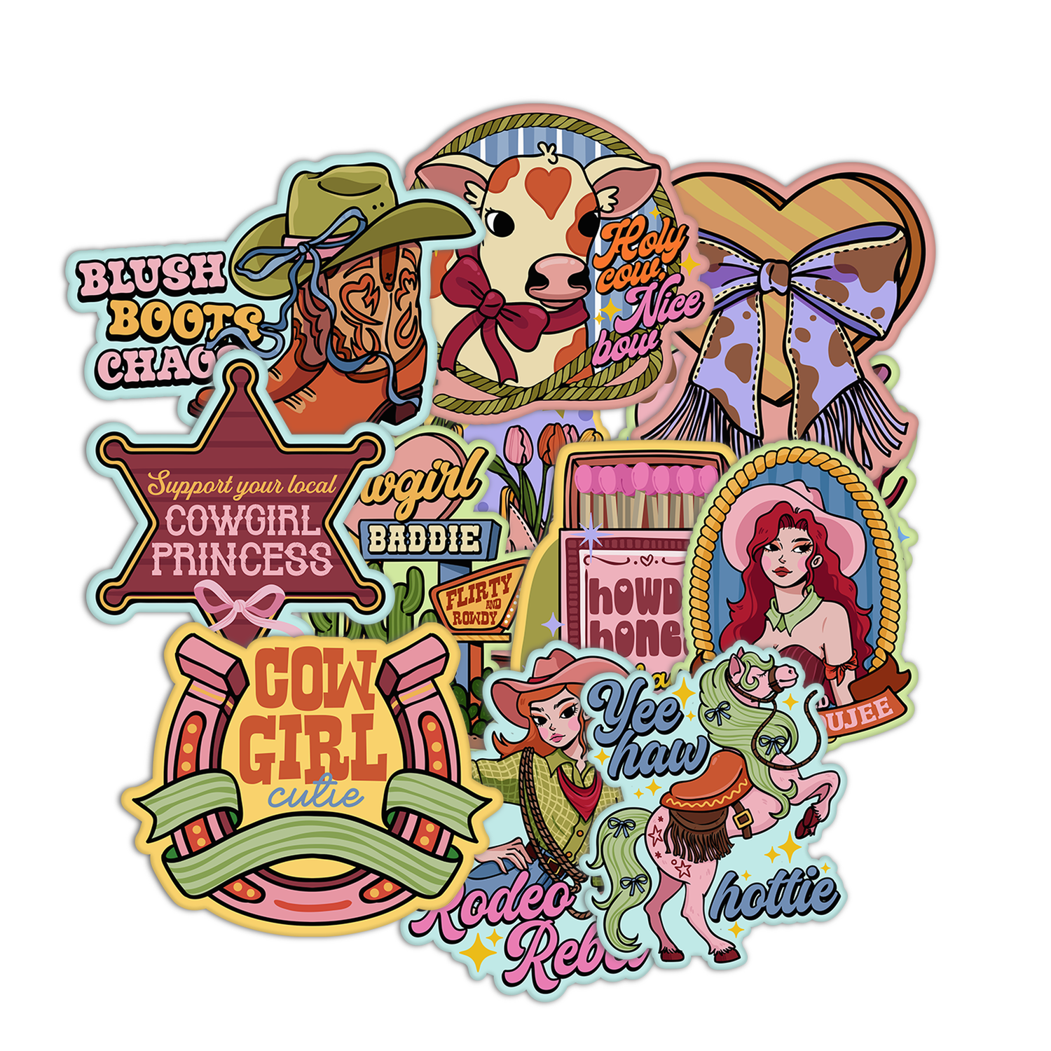 Cow Girl Textured Stickers