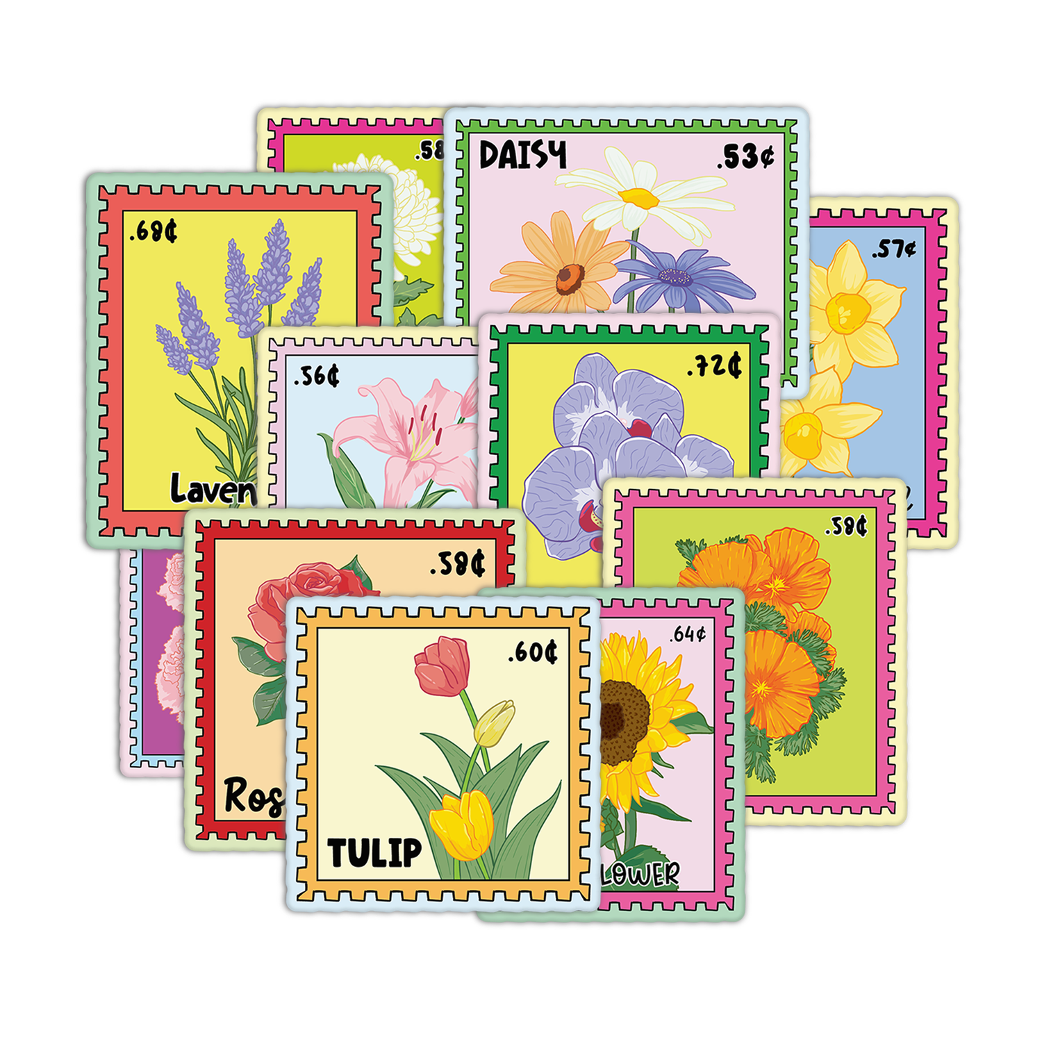 Flower Stamp Stickers