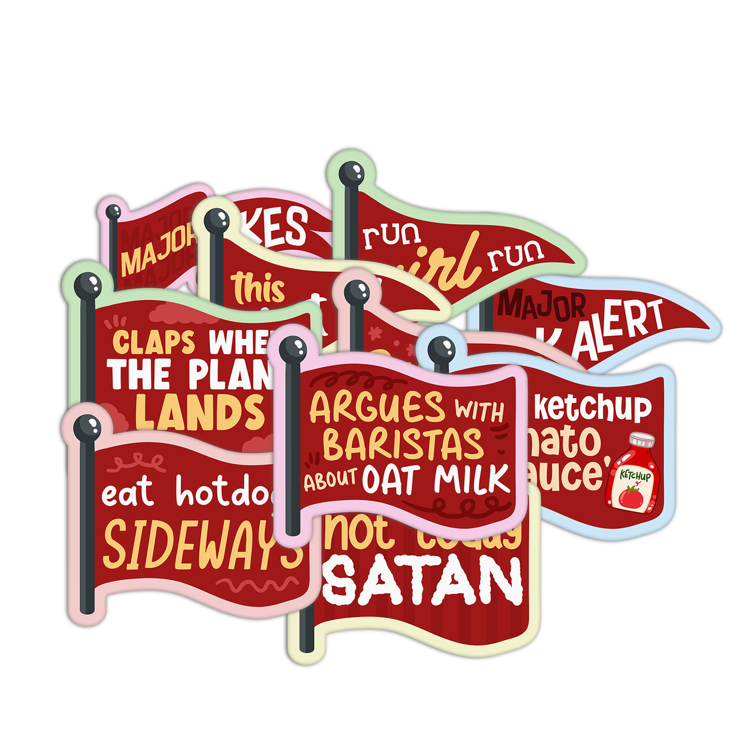 Red Flags Stickers