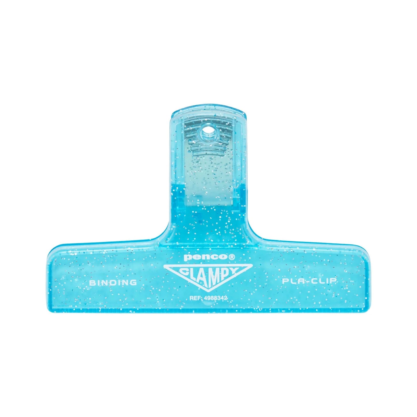 Blue plastic clip with 'Penco' branding on a white background