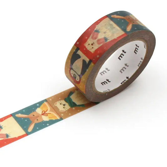 Decorative tape with animal illustrations on a white background