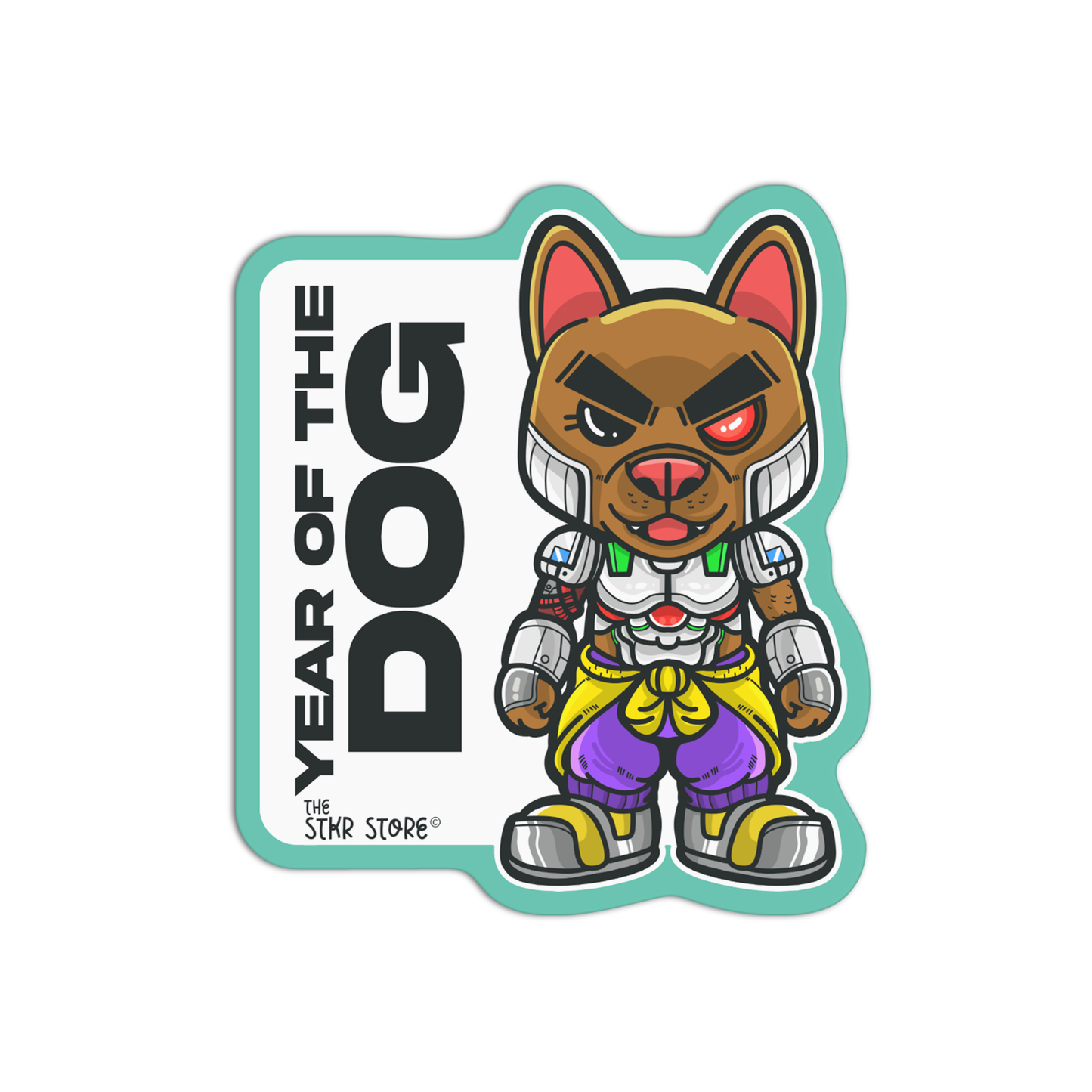 Year of the Dog Zodiac Sign Cyberpunk Sticker