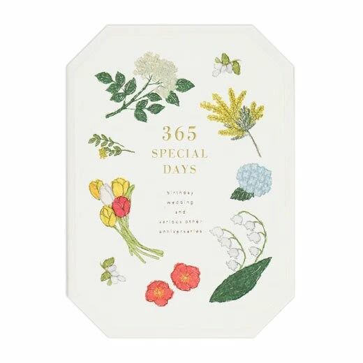 Calendar with floral designs and '365 Special Days' text on a white background