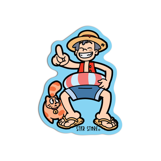 Mikey cosplaying Luffy Sticker