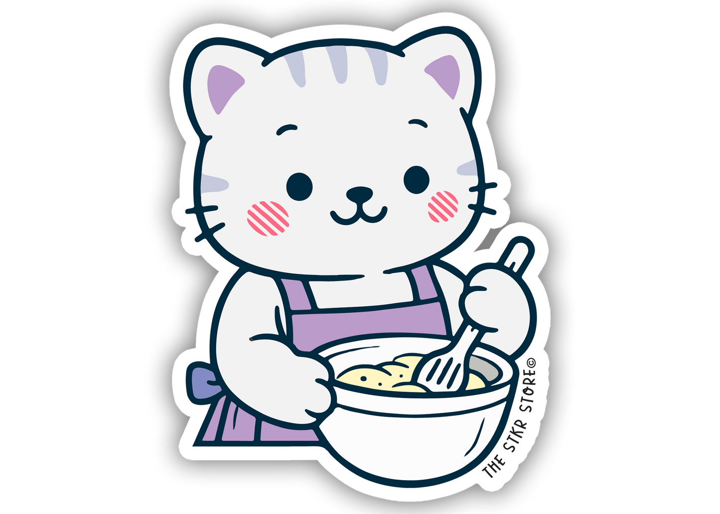 Mixing White Tabby - Cute Baking Animal Sticker - The Stkr Store