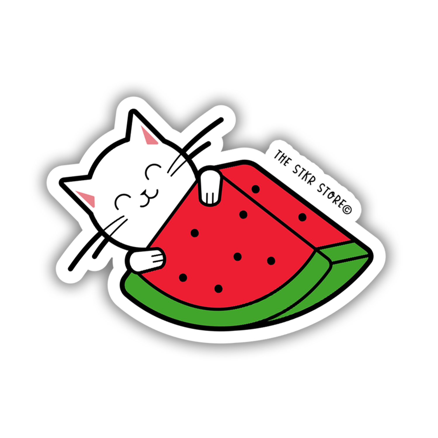 Watermelon Slice Cat - Cat Playing Fruits Sticker - The Stkr Store