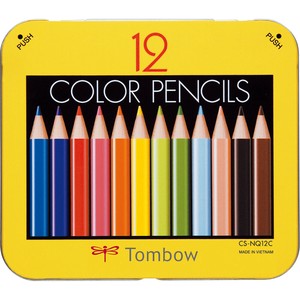 Tin of 12 color pencils with Tombow branding on a yellow background