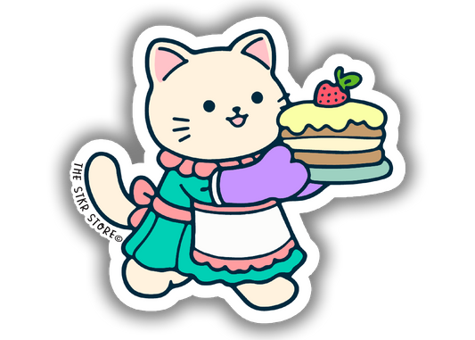 Strawberry Cake Server - Cute Baking Animal Sticker