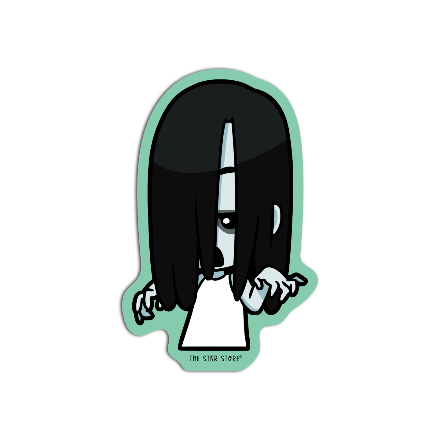 Long Hair White Lady Horror Sticker