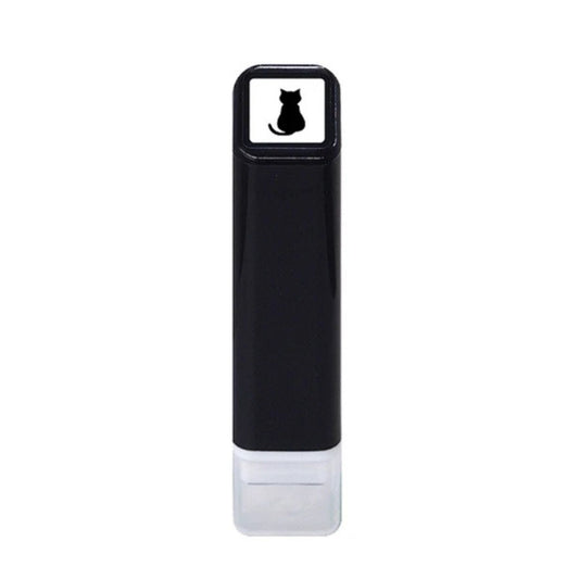 black stamp with black cat icon