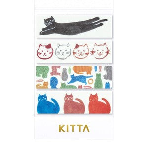 Set of colorful cat illustrations with 'Kitta' branding on a white background