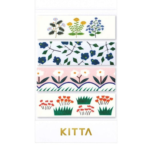 Set of floral washi tape rolls with 'Kitta' branding on a white background