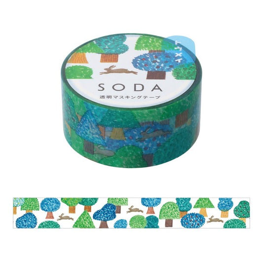 Decorative tape with colorful forest and hare pattern
