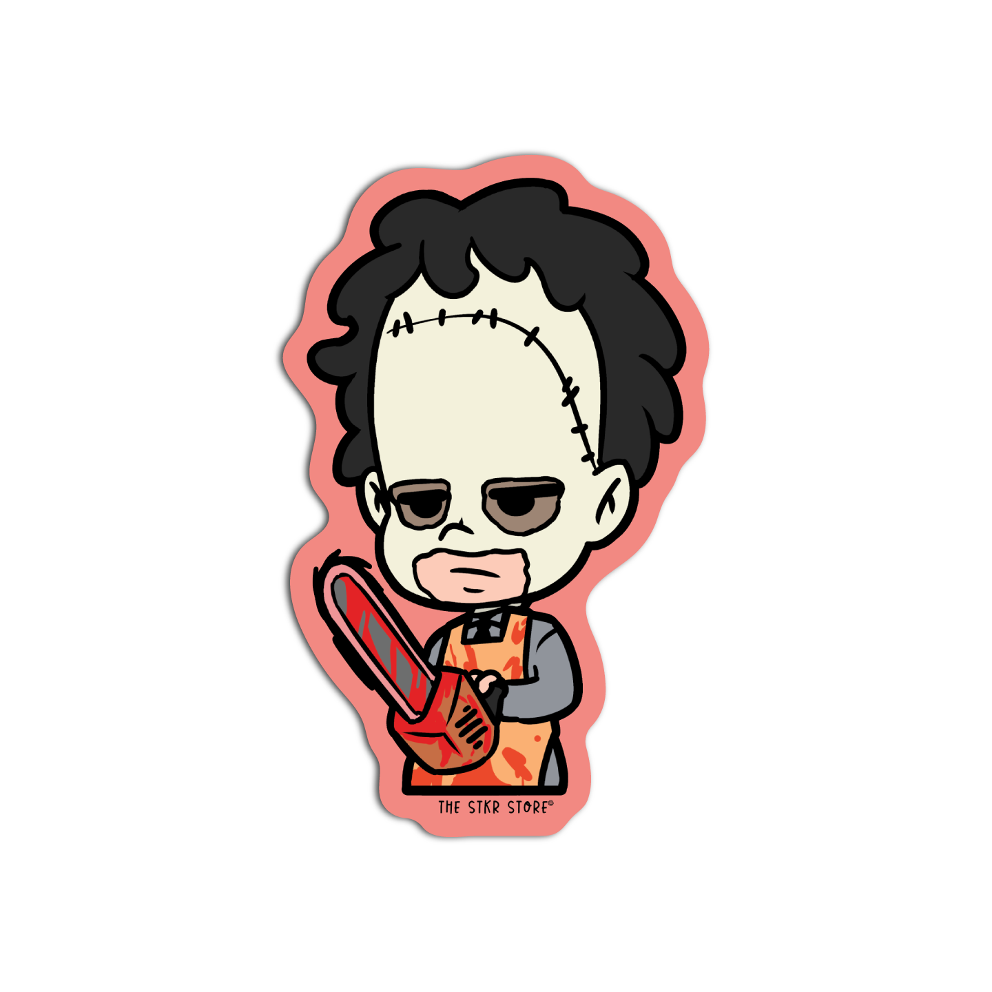 Man with Chainsaw Horror Sticker