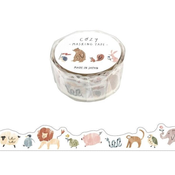 Cozy masking tape featuring wild animals