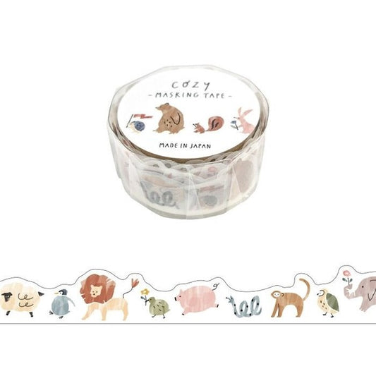 Cozy masking tape featuring wild animals