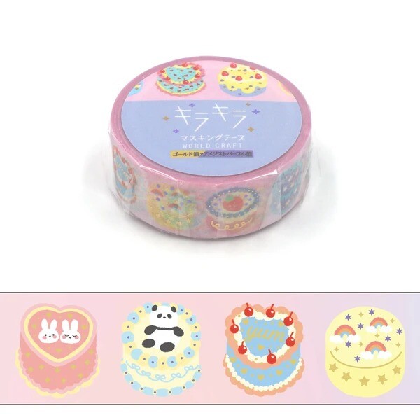 Pink washi tape with assorted cake designs