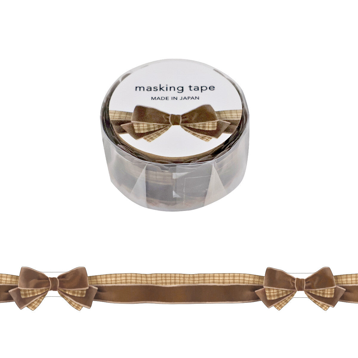 Masking tape with decorative bows on a white background