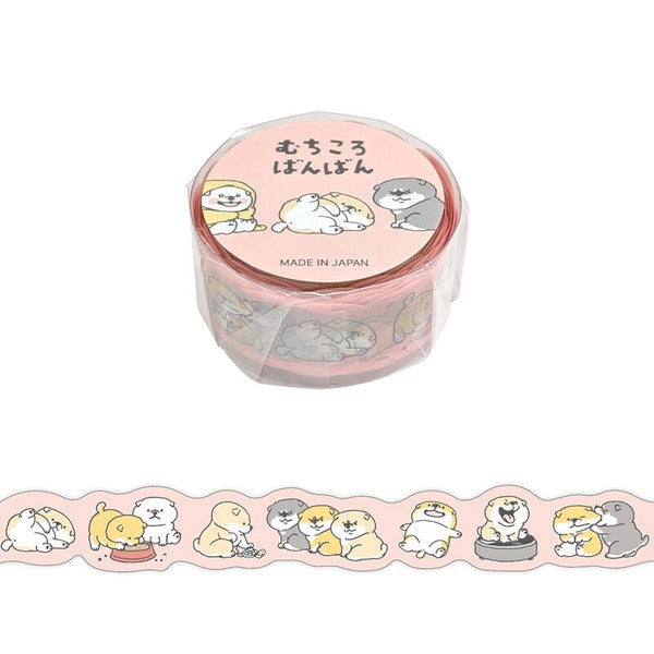 pink washi tape with chibi dog designs